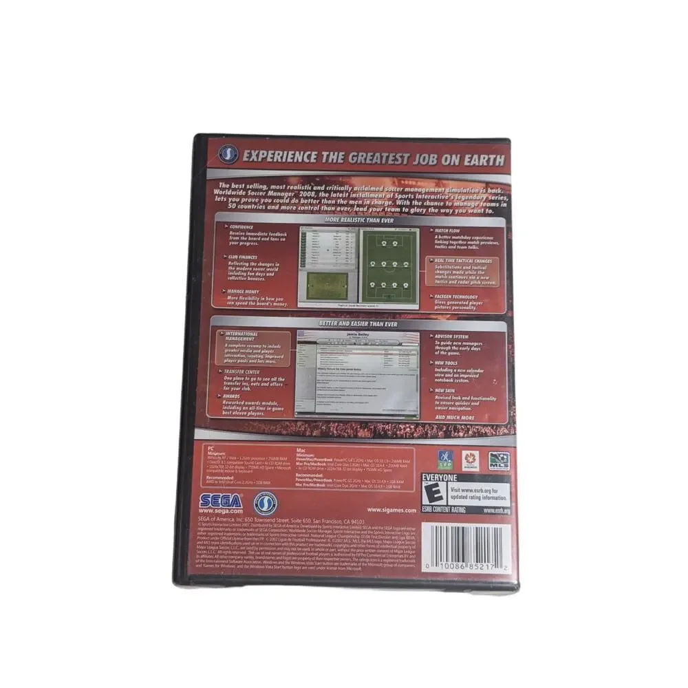 Sega Worldwide Soccer Manager 2008 (Windows/Mac, 2007) PC CD Game New/Sealed